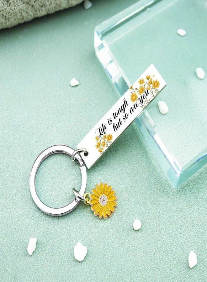 AOBIURV Sunflower Gifts for Women Sunflowers Gifts for Women Adults Inspirational Sunflower Keychain for Her Motivational Encouragement Positive Cheer Up Gift for Friends Families Coworkers - Image 3